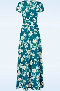 Best Rinda Bloemen Maxi Jurk In Blauw Vrouwen Plus Size Jurken