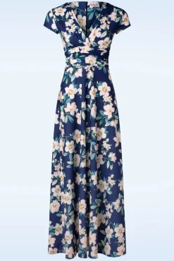 Rinda Floral Maxi Jurk In Marineblauw Vrouwen Plus Size Jurken