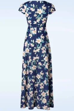Rinda Floral Maxi Jurk In Marineblauw Vrouwen Plus Size Jurken