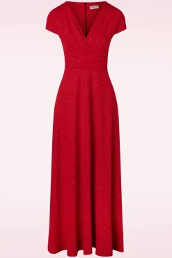 Online Rinda Glitter Maxijurk In Rood Vrouwen Maxi Jurken