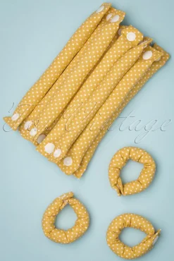 New Rock The Dots - Set Van 12 Krulspelden In Geel Vrouwen Haarstyling