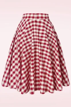 Clearance Row Boat Date Check Swing Rok In Rood Vrouwen Rokken