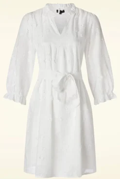 Ruth Geborduurde Jurk In Wit Vrouwen Plus Size Jurken