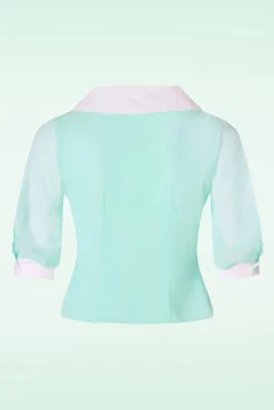 Online Sacha Mai Sheer Organza Blouse In Mint Vrouwen Blouses