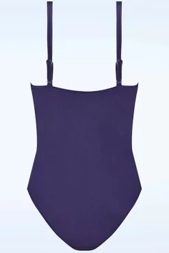 Outlet Satin Padded Badpak In Navy Blauw Vrouwen Badpakken