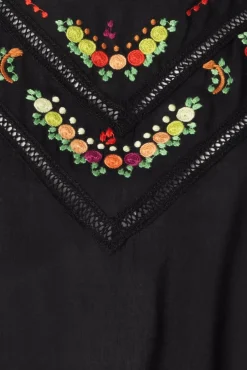 New Selly Citrine Embroidery Top In Zwart Vrouwen Blouses