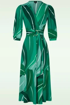 Sale Shelley Crossover Midi Jurk In Groen Vrouwen Plus Size Jurken