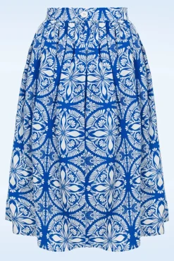 Best Sicily Swing Rok In Blauw En Wit Vrouwen Rokken