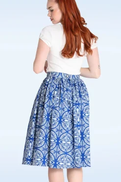Best Sicily Swing Rok In Blauw En Wit Vrouwen Rokken