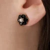 Hot Small Jet Flower Stud Oorbellen In Zwart Vrouwen Sieraden