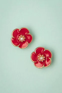 Clearance Small Rose Oorbellen In Lipstickrood Vrouwen Sieraden