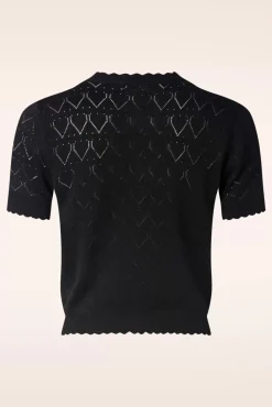 Online Summer Scallop Cardigan In Zwart Vrouwen Vestjes