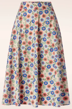 Sweet Floral Swing Rok In Creme Vrouwen Rokken