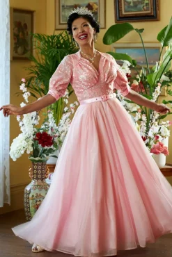 Sale Tess Pia Kanten Bruidsmeisjesjurk In Morganite Vrouwen Maxi Jurken