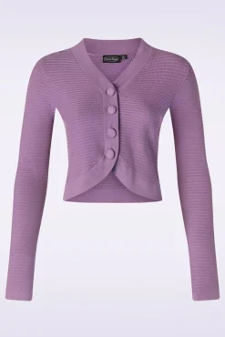 Best Textured Knit Crop Cardigan In Lila Vrouwen Vestjes