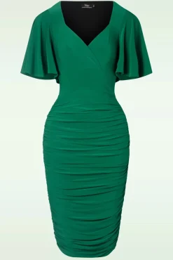 Best The Eugenie Vlinderpenciljurk In Groen Vrouwen Effen Jurken