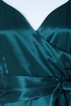 Sale The Moira Satin Pencil Jurk In Teal Vrouwen Plus Size Jurken