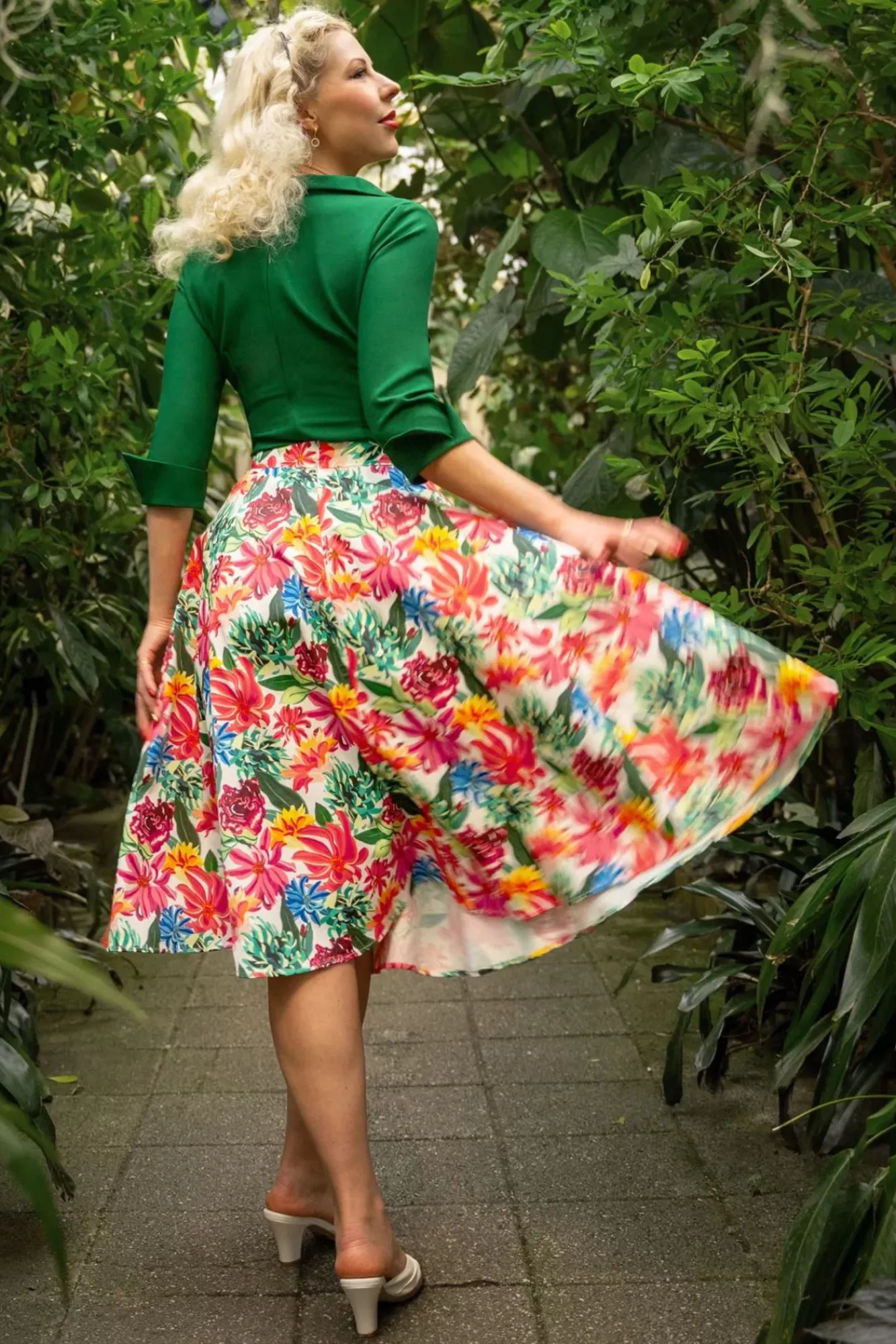 Outlet Topvintage Exclusief ~ Adriana Flower Swing Rok In Multi Vrouwen Rokken