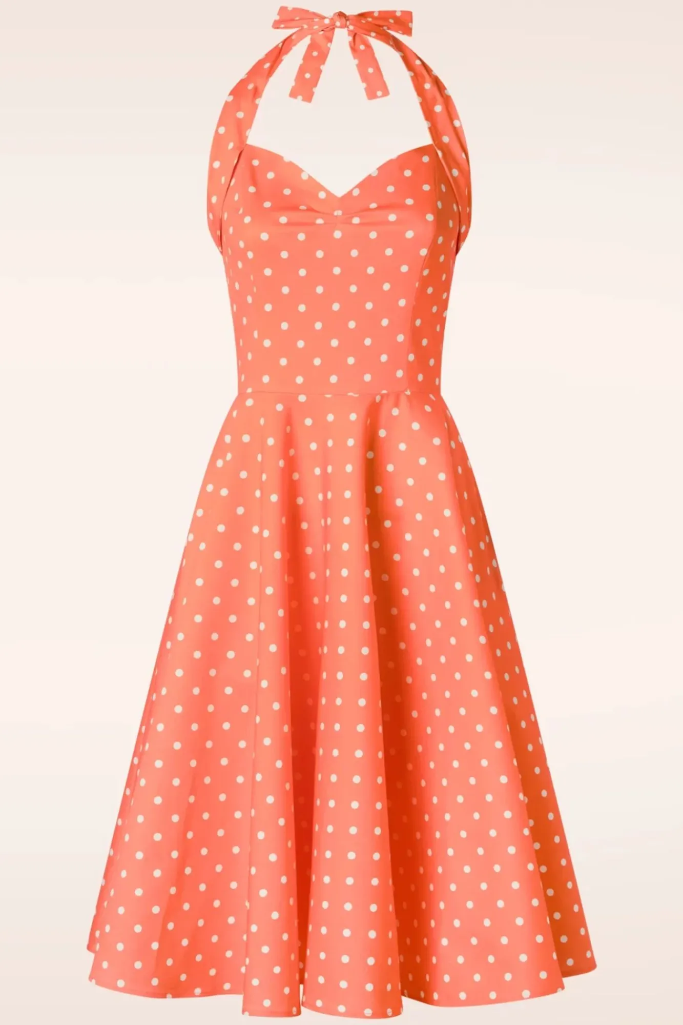 New Topvintage Exclusive ~ Bettie Polka Dot Swing Jurk In Oranje Vrouwen Plus Size Jurken