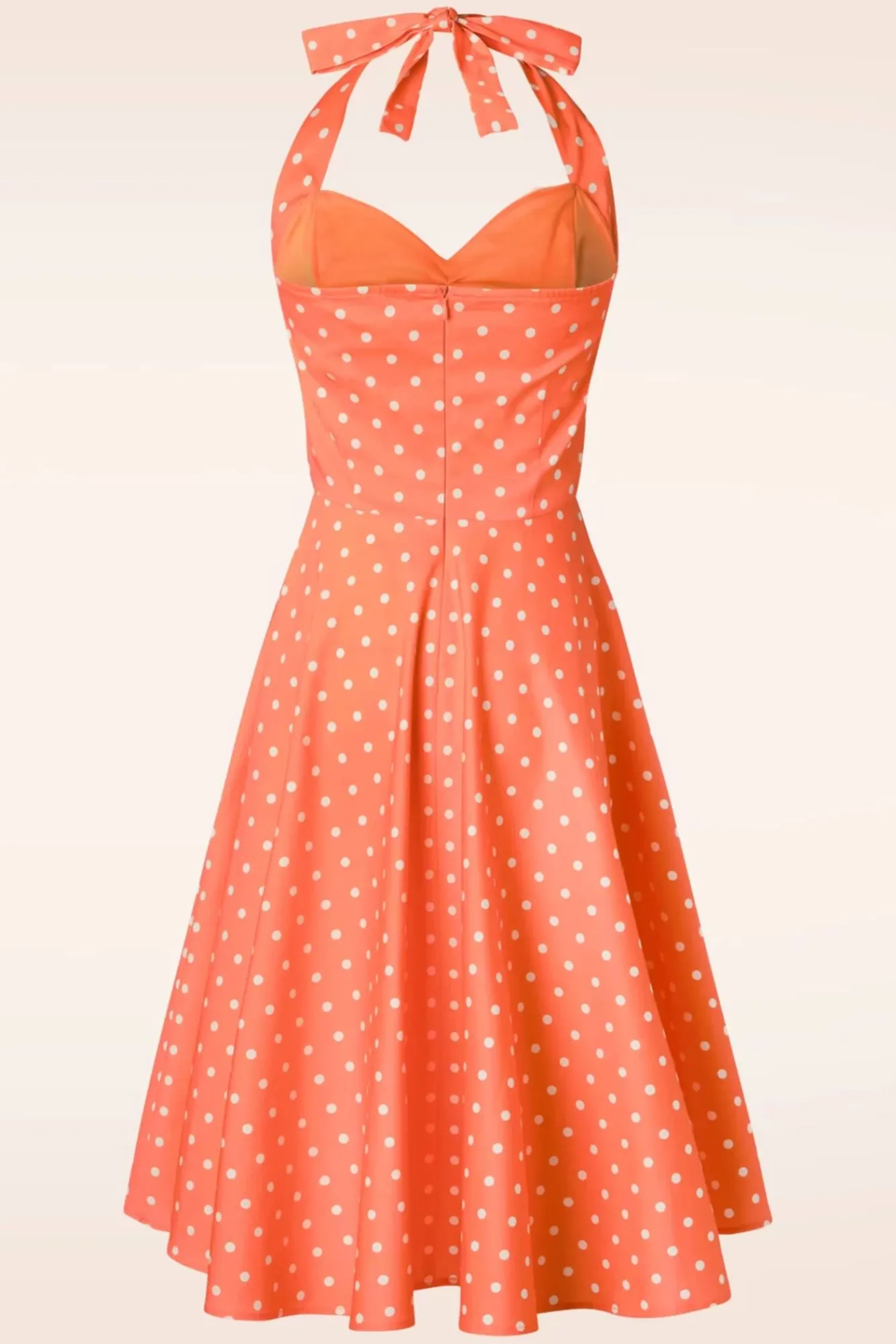 New Topvintage Exclusive ~ Bettie Polka Dot Swing Jurk In Oranje Vrouwen Plus Size Jurken