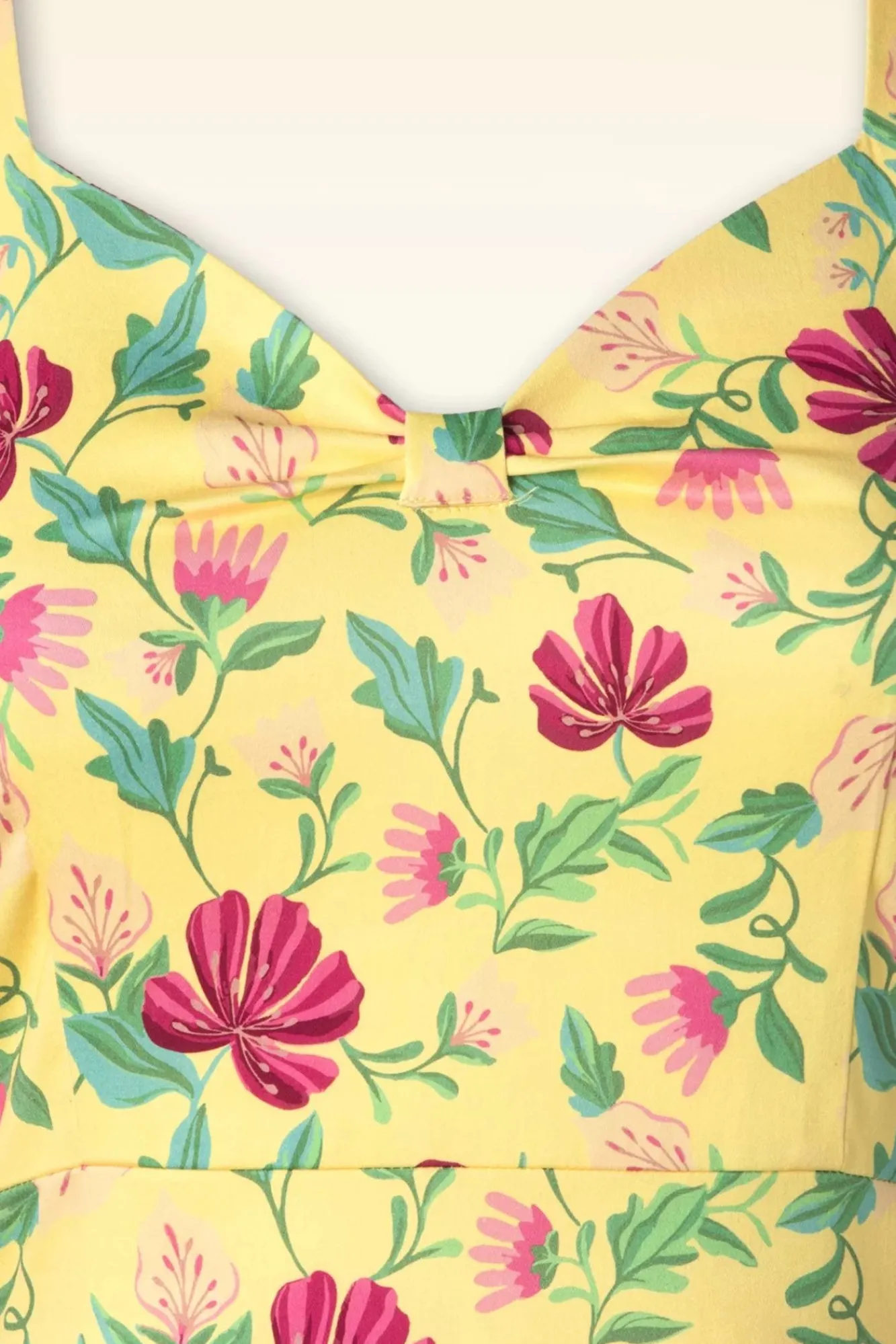 Online Topvintage Exclusive ~ Eliane Floral Swing Jurk In Lichtgeel Vrouwen Plus Size Jurken