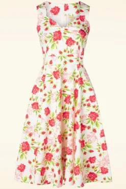 Clearance Topvintage Exclusive ~ Eliane Rose Swing Jurk In Wit Vrouwen Plus Size Jurken