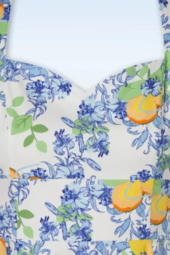 Online Topvintage Exclusive ~ Joliena Swingjurk In Wit En Blauw Vrouwen Plus Size Jurken