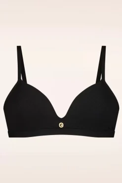 Triangle Bikinitop In Black Rib Vrouwen Bikini's