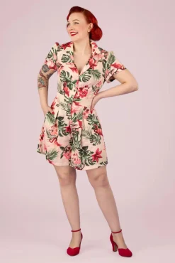Discount Tropische Flamingo Button Up Playsuit In Licht Roze Vrouwen Playsuits & Jumpsuits