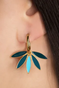Clearance Vergulde Gemma Oorbellen In Teal Vrouwen Sieraden
