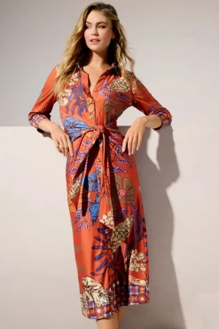 Veronica Midi Jurk In Oranje Vrouwen Plus Size Jurken