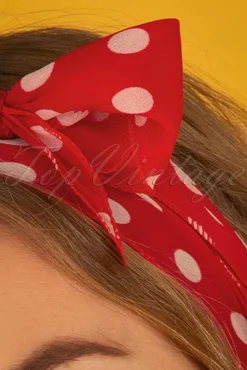 Best Vintage Retro Polka Dot Haarsjaal In Rood Vrouwen Haaraccessoires