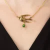 New Vogel Ketting In Goud En Groen Vrouwen Sieraden