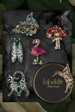 Outlet Well Spotted Stone Set Crystal Broche Vrouwen Sieraden