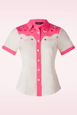 Sale Western Print Geborduurd Shirt In Wit Vrouwen Blouses