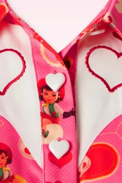 Outlet Western Print Tie Front Blouse In Roze Vrouwen Blouses