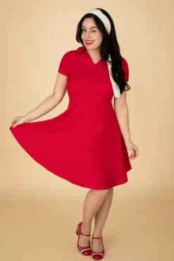 Wonder Fit And Flare Swing Jurk In Rood Vrouwen Plus Size Jurken