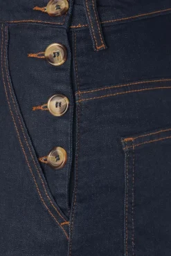 Workwear Capri Denim In Donkerblauwe Wassing Vrouwen Broeken