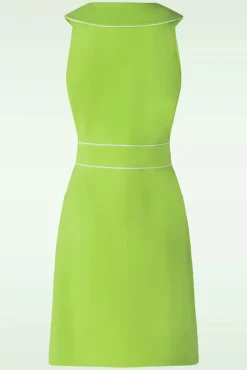 Zip Front Collared Sleeveless Jurk In Groen Vrouwen A Lijn Jurken