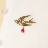 New Zwaluw Broche In Goud En Rood Vrouwen Sieraden