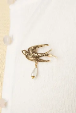 Zwaluw Parel Broche In Goud Vrouwen Sieraden